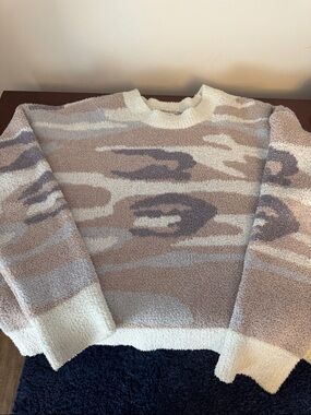 Thread & Supply Neutral Tone Camouflage Crewneck Sweater